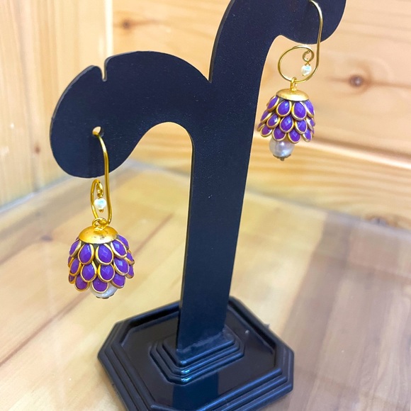 Ethnic Versatile Dangling Earrings w/ Stonework and Pearls - In Many Colors! - Picture 10 of 16